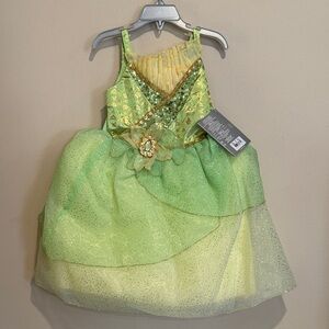 💚Disney Parks Tiana Princess and the Frog Sparkling Green & Gold Costume Dress👑